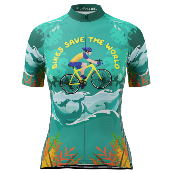 Women's Bikes Save The World Short Sleeve Cycling Jersey