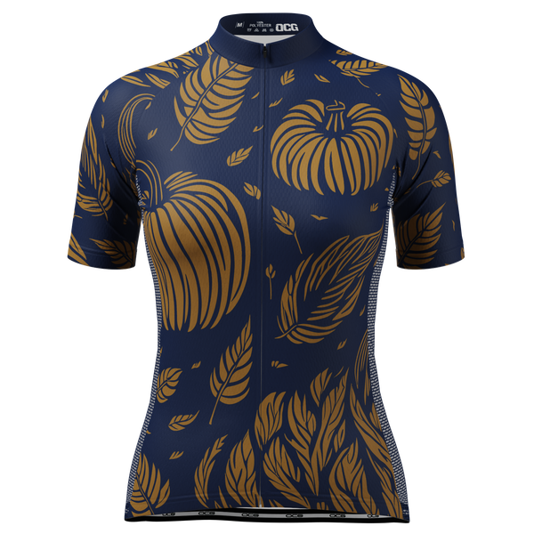 Women's Fall Pumpkins Short Sleeve Cycling Jersey