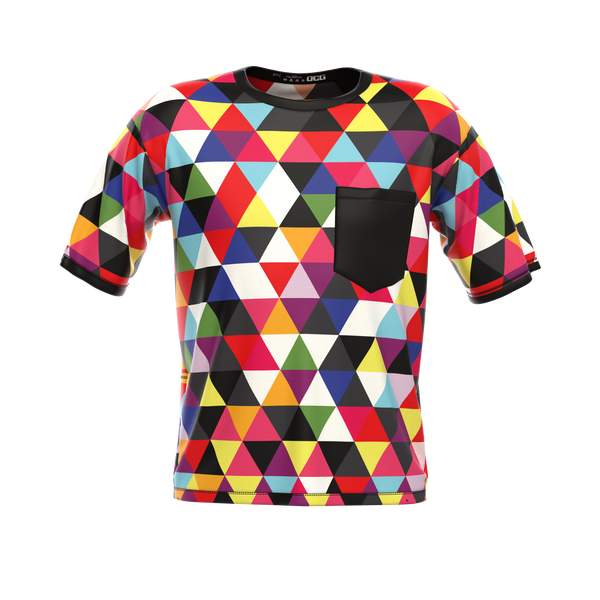 Men's High Viz Color Triangles Short Sleeve Cycling Shirt