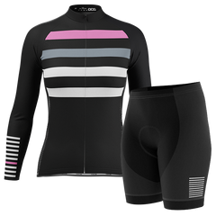 Women's Four Stripes with Pink 2 Piece Cycling Kit