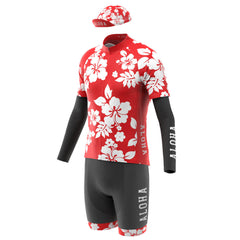 Men's Hawaiian Aloha Floral 4 Piece Cycling Kit