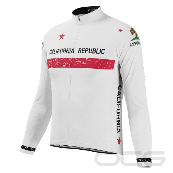 Men's California Republic Flag Long Sleeve Cycling Jersey