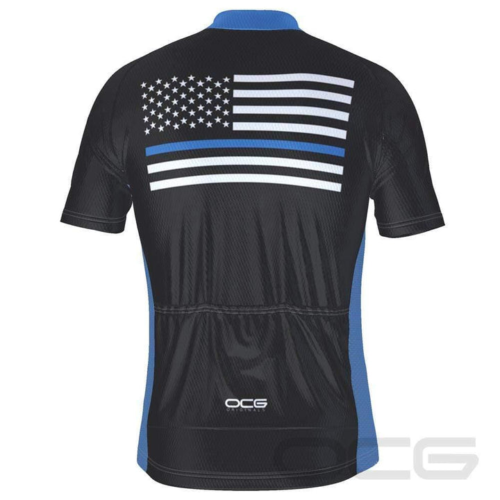 Men's Blue American Flag Short Sleeve Cycling Jersey