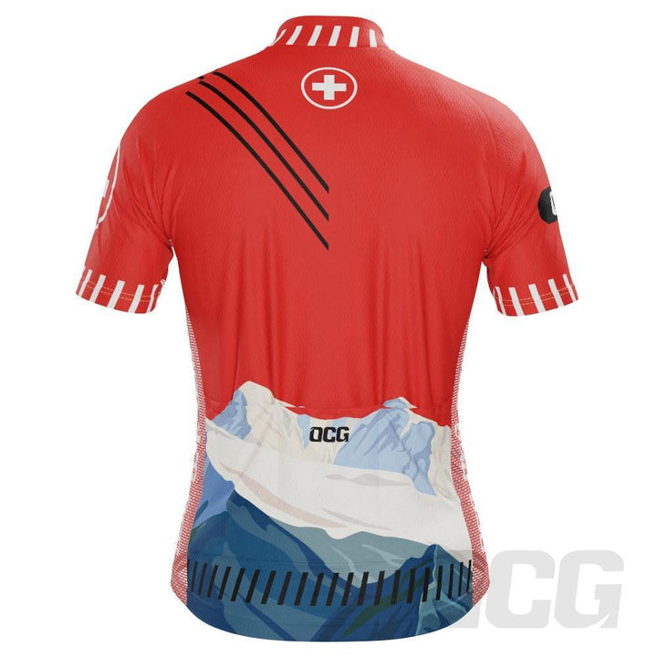 Men's Swiss Alps Switzerland Short Sleeve Cycling Jersey