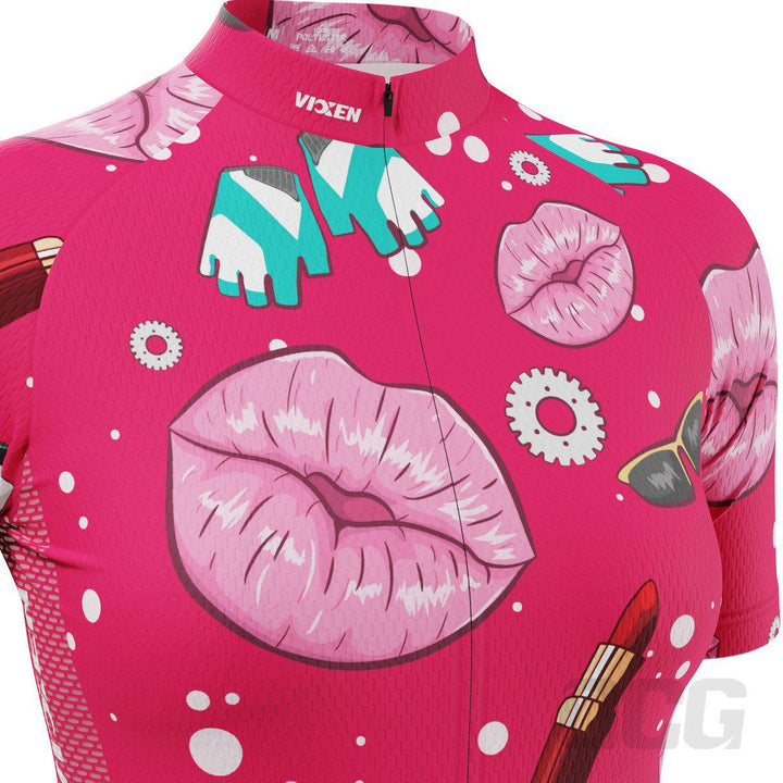 Vixen Women's Lipstick and Gears Short Sleeve Cycling Jersey