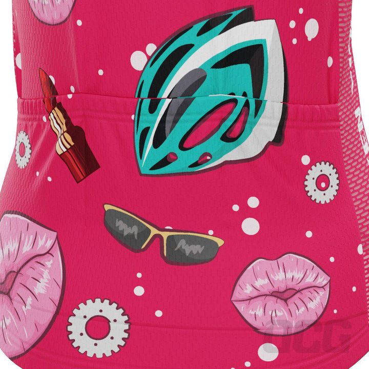 Vixen Women's Lipstick and Gears Short Sleeve Cycling Jersey