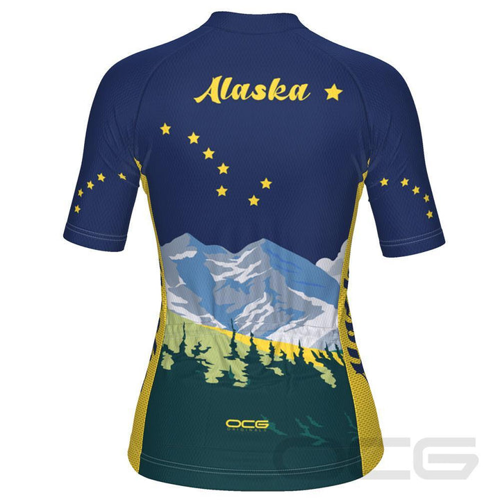 Women's Alaska Flag Short Sleeve Cycling Jersey