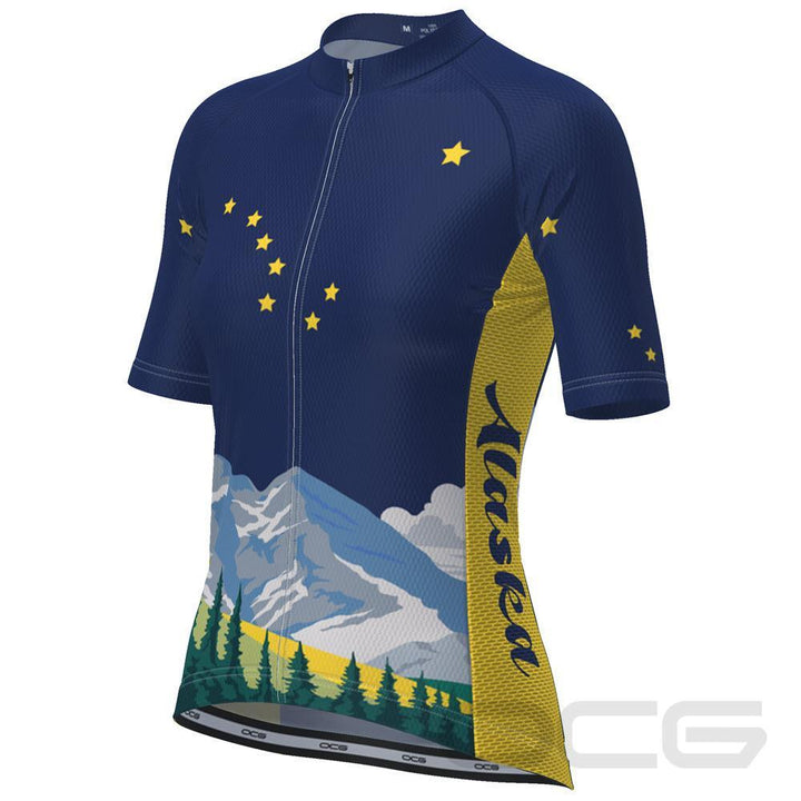 Women's Alaska Flag Short Sleeve Cycling Jersey