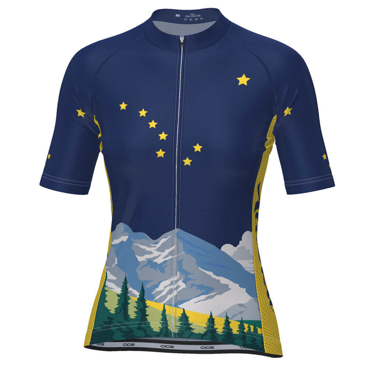 Women's Alaska Flag Short Sleeve Cycling Jersey